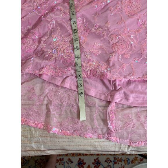 NWT Lulu's Women's Pink Glittering Excellence Sequin Lace Up Maxi - XL - Picture 8 of 16